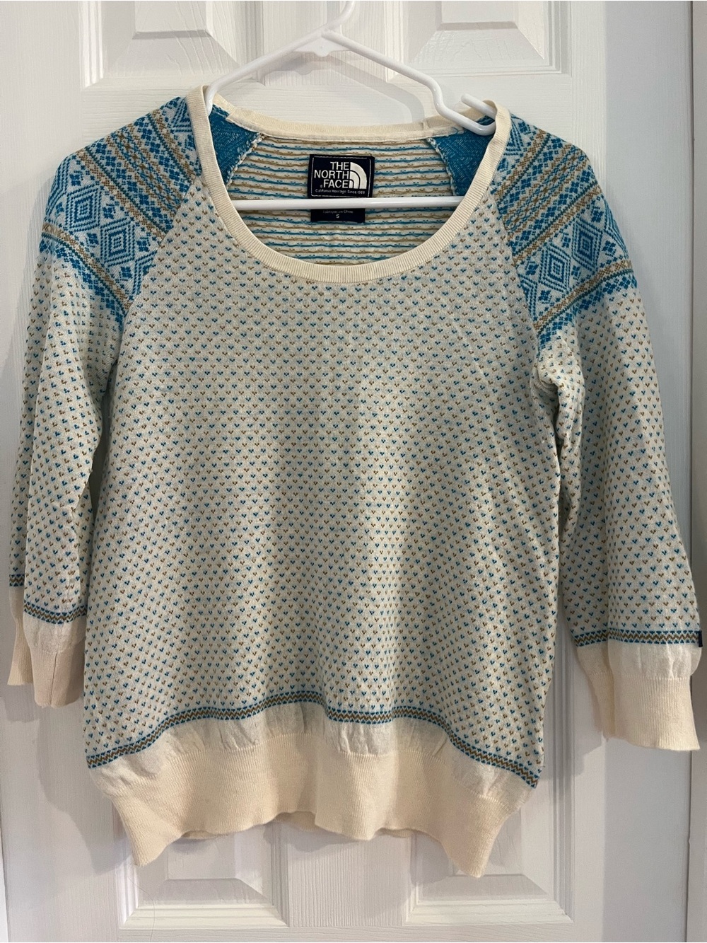 The North Face Blue & Cream Patterned Sweater